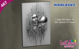 Metalik Sevgililer Işıklı Tablo 45x65 cm