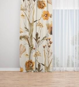 Sonbahar Ağaç yapraklar Dijital Baskılı Fon Perde