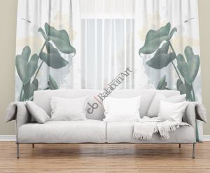 Yaprak ve Yusufcuk Desenli Dijital Baskılı Fon Perde Çift Kanat 280x260 cm