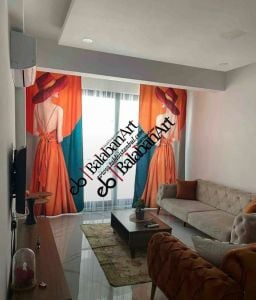 Sevimli Köpek Desenli Dijital Baskılı Fon Perde Tek Kanat 140x240 cm