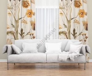 Sonbahar Ağaç yapraklar Dijital Baskılı Fon Perde Çift Kanat 280x270 cm