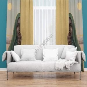 Siyahi Zenci Kadın Baskılı Dijital Fon Perde