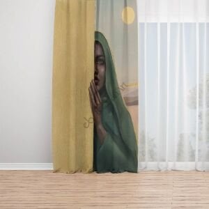 Siyahi Zenci Kadın Baskılı Dijital Fon Perde