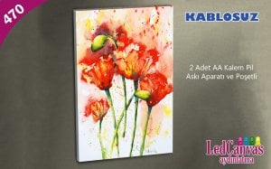 Sulu Boya Gelinlikcik Çiçek Işıklı Tablo