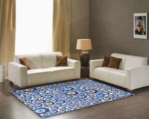 Nazar Boncuk Desenli Dijital Baskılı Dekor Halı 100 x 140