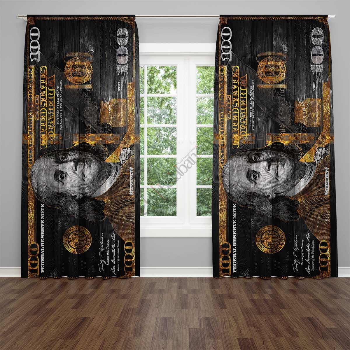 Dolar Benjamins Franklins dijital baskılı fon perde