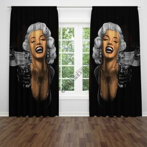 marilyn monroe and weapon dijital baskılı fon perde Çift Kanat 280x280 cm