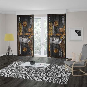 Dolar Benjamins Franklins dijital baskılı fon perde Çift Kanat 280x270 cm