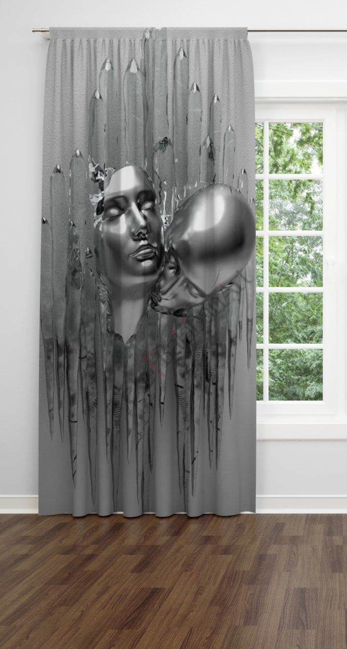Buzdan Kadın ve Adam Fon Perde Tek Kanat 140x250 cm