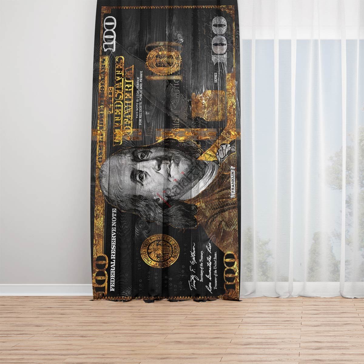 Papatya Arı ve Çiçekli dijital baskılı Sahne fon perde Tek Kanat 140x250 cm