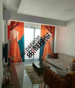 Papatya Arı ve Çiçekli dijital baskılı Sahne fon perde Tek Kanat 140x260 cm