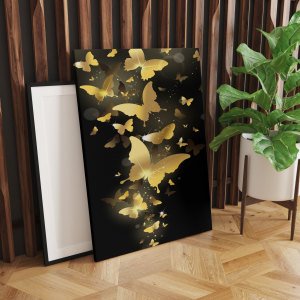 Gold Uçan Kelebekler Işıklı Tablo