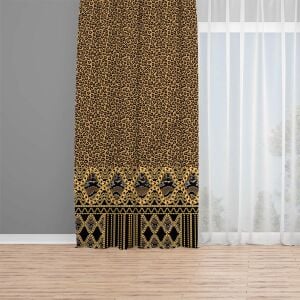 Leopar Desenli Dijital Baskılı Fon Perde