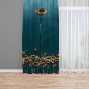 Leopar Desenli Dijital Baskılı Fon Perde Çift Kanat 280x240 cm