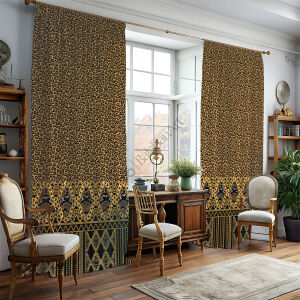 Leopar Desenli Dijital Baskılı Fon Perde Çift Kanat 280x240 cm