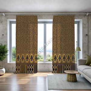 Leopar Desenli Dijital Baskılı Fon Perde Çift Kanat 280x240 cm
