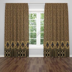 Leopar Desenli Dijital Baskılı Fon Perde Çift Kanat 280x240 cm