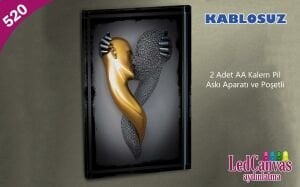 Gümüş Gold Robot İnsan Figürlü Işıklı Tablo