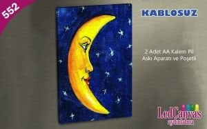 Gülen Ay  Led Işıklı Kanvas  Tablo