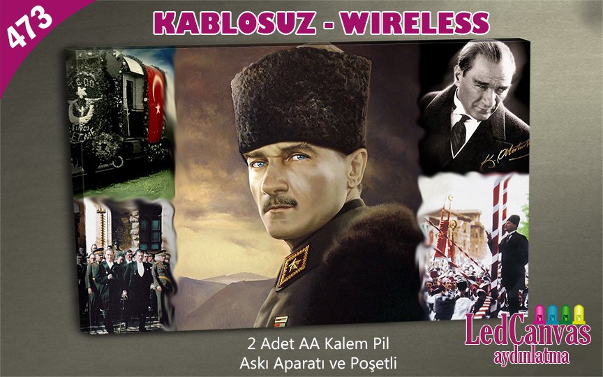Mustafa Kemal Atatürk Kolaj Işıklı Tablo