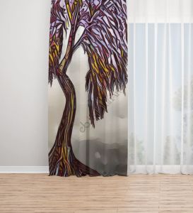 Grafiti Ağaç Dijital Baskılı Fon Perde Tek Kanat 140x240 cm