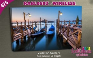 Ahşap İskele ve Kayıklar Işıklı Tablo