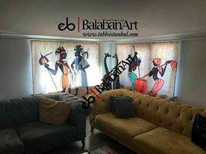 Kedi Baloncuk Kırmızı Siyah Dijital Baskılı Fon Perde Tek Kanat 140x280 cm