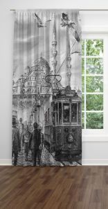 İstanbul Karakalem Harbiye Tünel Fon Perde Tek Kanat 140x260 cm