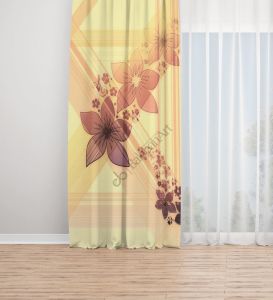 Sarı Çiçek Dijital Baskılı Fon Perde Tek Kanat 140x280 cm