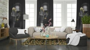 Çiçekli Tül Perde Desenli Baskılı Fon Perde Tek Kanat 140x240 cm