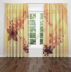 Sarı Çiçek Dijital Baskılı Fon Perde Çift Kanat 280x240 cm