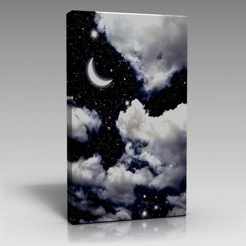 Gece Gökyüzü Bulutlar Tablo (70cm x 100cm)
