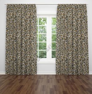 Leopar Desen Dijital Baskılı Fon Perde Çift Kanat 280x280 cm
