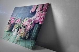 Vazolu Çiçekler Led Işıklı Kanvas Tablo