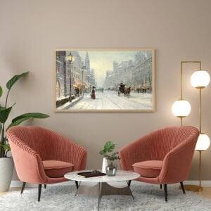 Yağlıboya Kış Manzaralı  Kanvas Led Işıklı Tablo