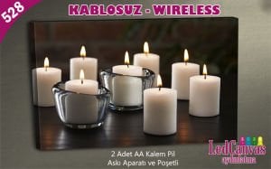 Beyaz Mumlar Led Kanvas  Işıklı Tablo