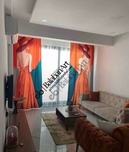 Mavi Kedi Dijital Baskılı Fon Perde Tek Kanat 140x260 cm