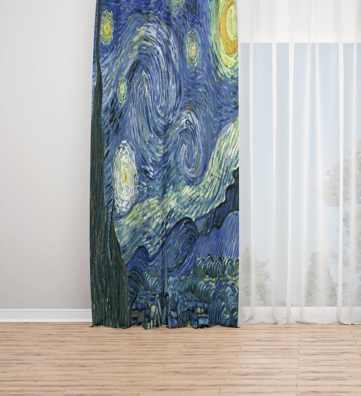 Vincent van Gogh Dijital Baskılı Fon Perde Tek Kanat 140x280 cm