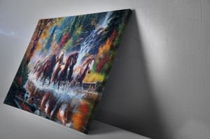 Atlar  Led Işıklı Kanvas  Tablo