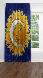 Güneş ve Ay  Dijital Baskılı Fon Perde Tek Kanat 140x280 cm