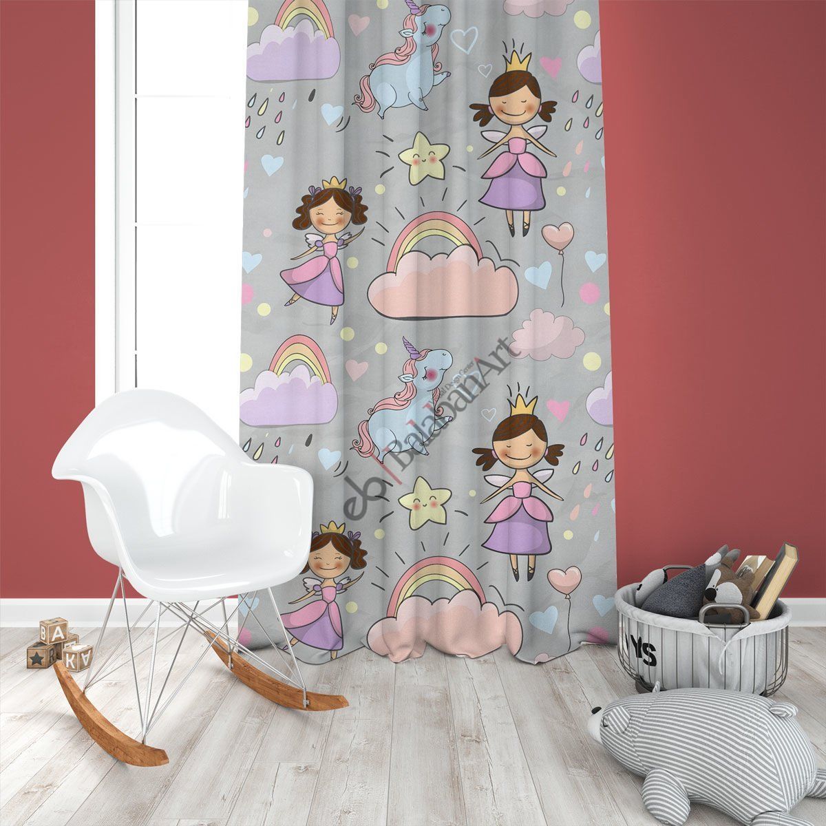 Prenses Pony Kız Çocuk Odası Fon Perde Tek Kanat 140x260 cm