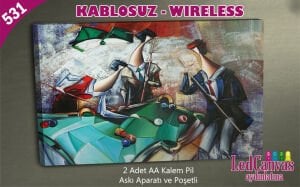 Soyut Bilardo Oynayan Topluluk Led Kanvas  Işıklı Tablo