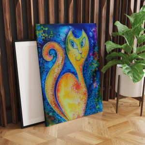 Kedi  Led Işıklı Kanvası Tablo 45x65 cm