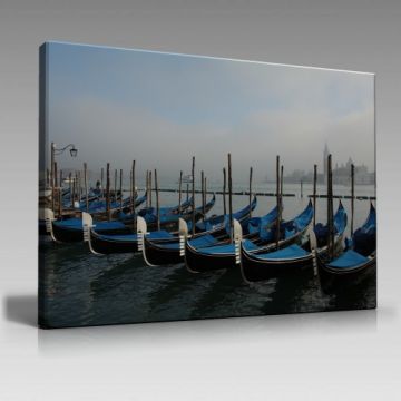 Boğaz sıralı kayıklar manzara tablo (135cm x 90cm)