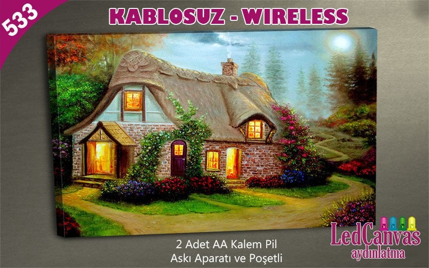 Yağlı Boya Ev Led Işıklı Kanvas  Tablo