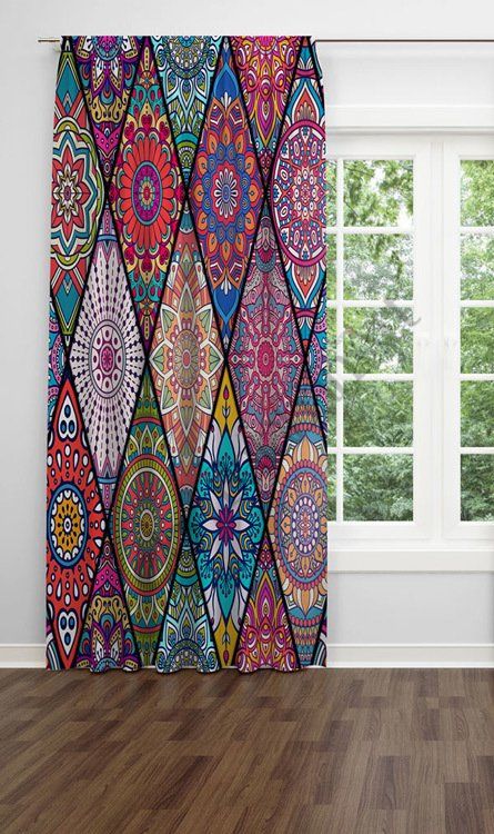 Mandala Desen Dijital Baskılı Fon Perde Tek Kanat 140x250 cm