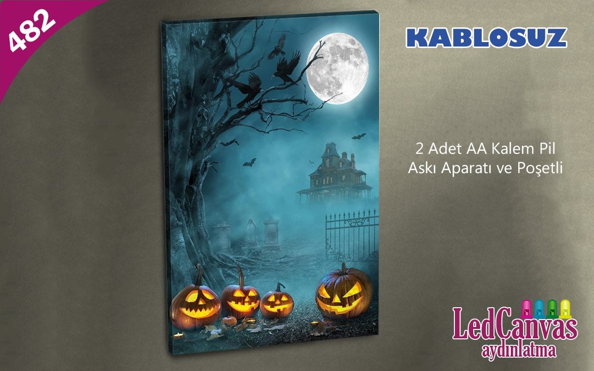 Işıklı Kabak Ve Dolunay Led Işıklı  Tablo