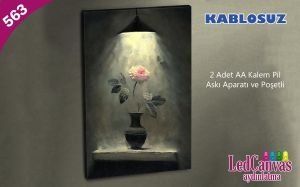 Vazoda Çiçek  Led Işıklı Kanvas  Tablo 45x65 cm