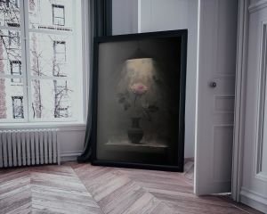 Vazoda Çiçek  Led Işıklı Kanvas  Tablo 45x65 cm