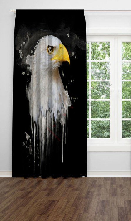 Kartal Desen Dijital Baskılı Fon Perde Tek Kanat 140x260 cm